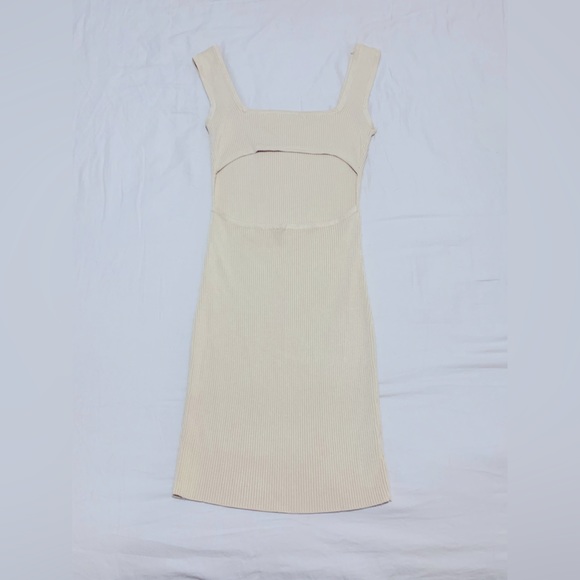 Bodycon Mini Dress Beige Size 10 - Picture 2 of 3